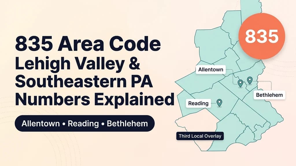 Coral and teal banner showing a map badge over southeastern Pennsylvania with pins for Allentown, Reading, and Bethlehem, labeled as the newest overlay in the 484/610 region