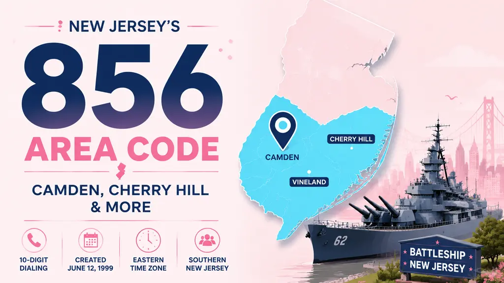 Vector map of Southern New Jersey highlighted in cyan with a pin on Camden and a navy Battleship New Jersey silhouette