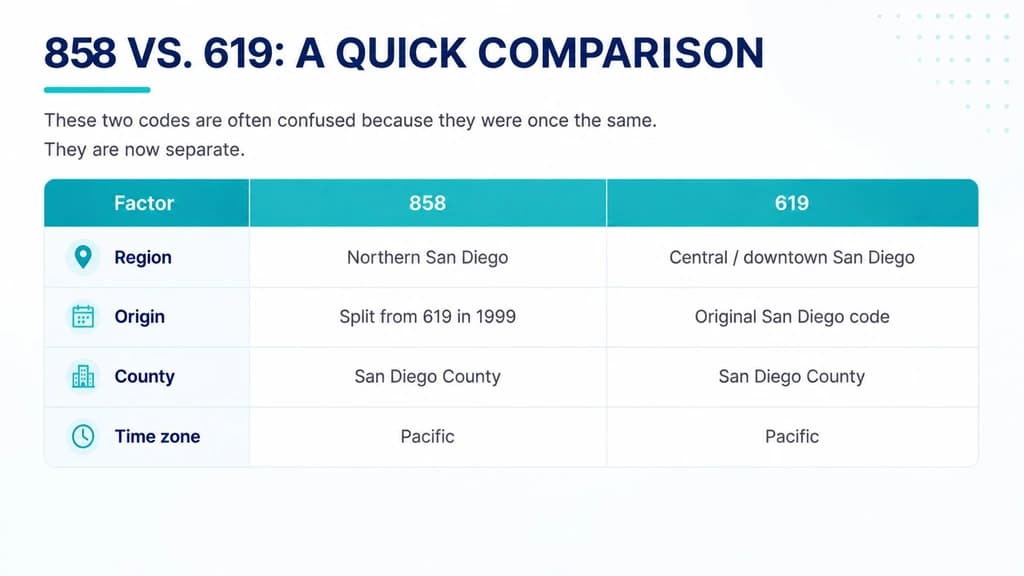 858 vs. 619 — a quick comparison of the two San Diego area codes