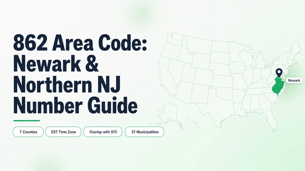 862 Area Code: Newark & Northern NJ Number Guide with US map highlighting New Jersey