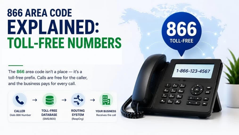 866 area code — a toll-free number, free to call, with the business paying for every inbound call
