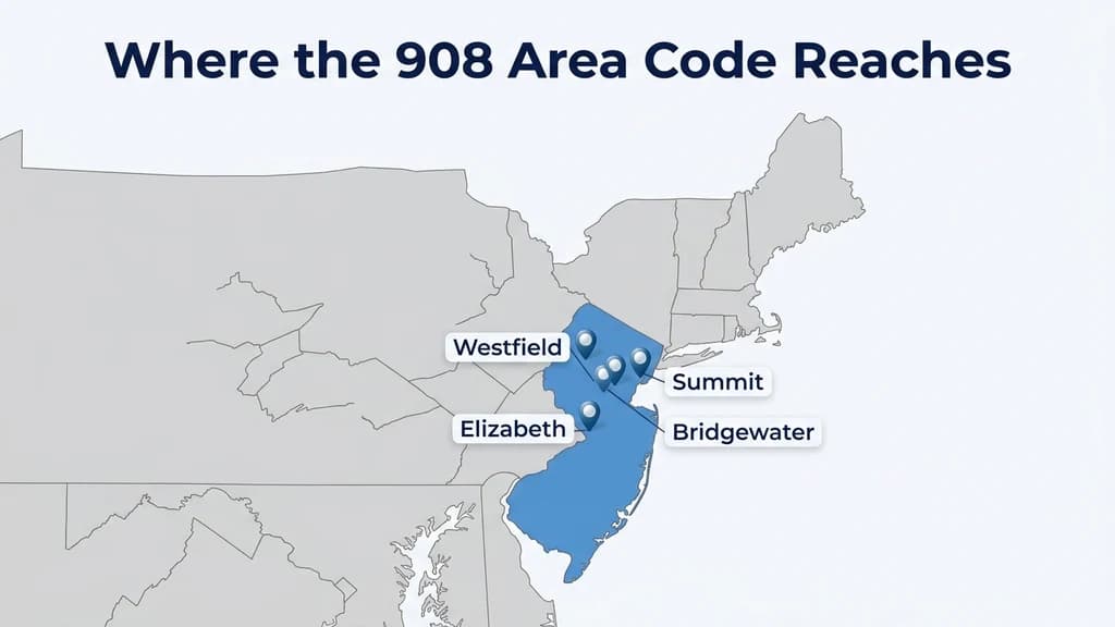 Map graphic of the northeastern United States with New Jersey highlighted and pins over Elizabeth, Westfield, Summit, and Bridgewater