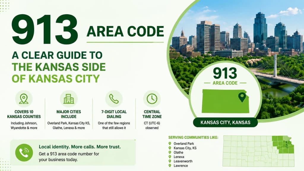 913 area code — Kansas City KS cities, counties, and dialing