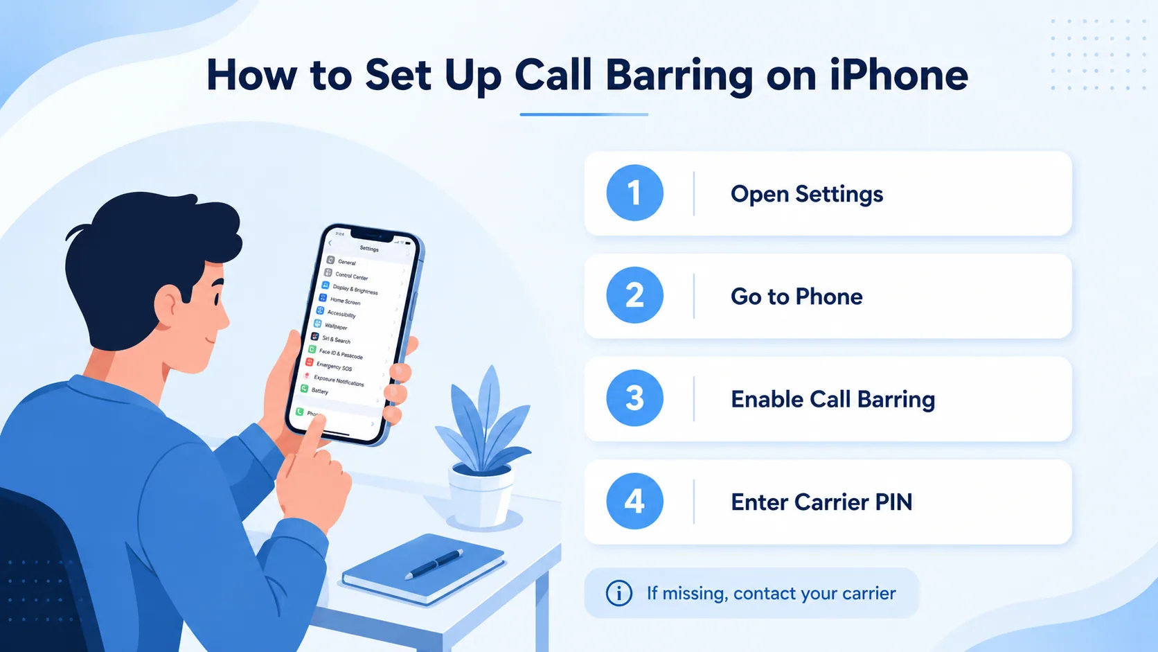 how to set up call barring on iphone