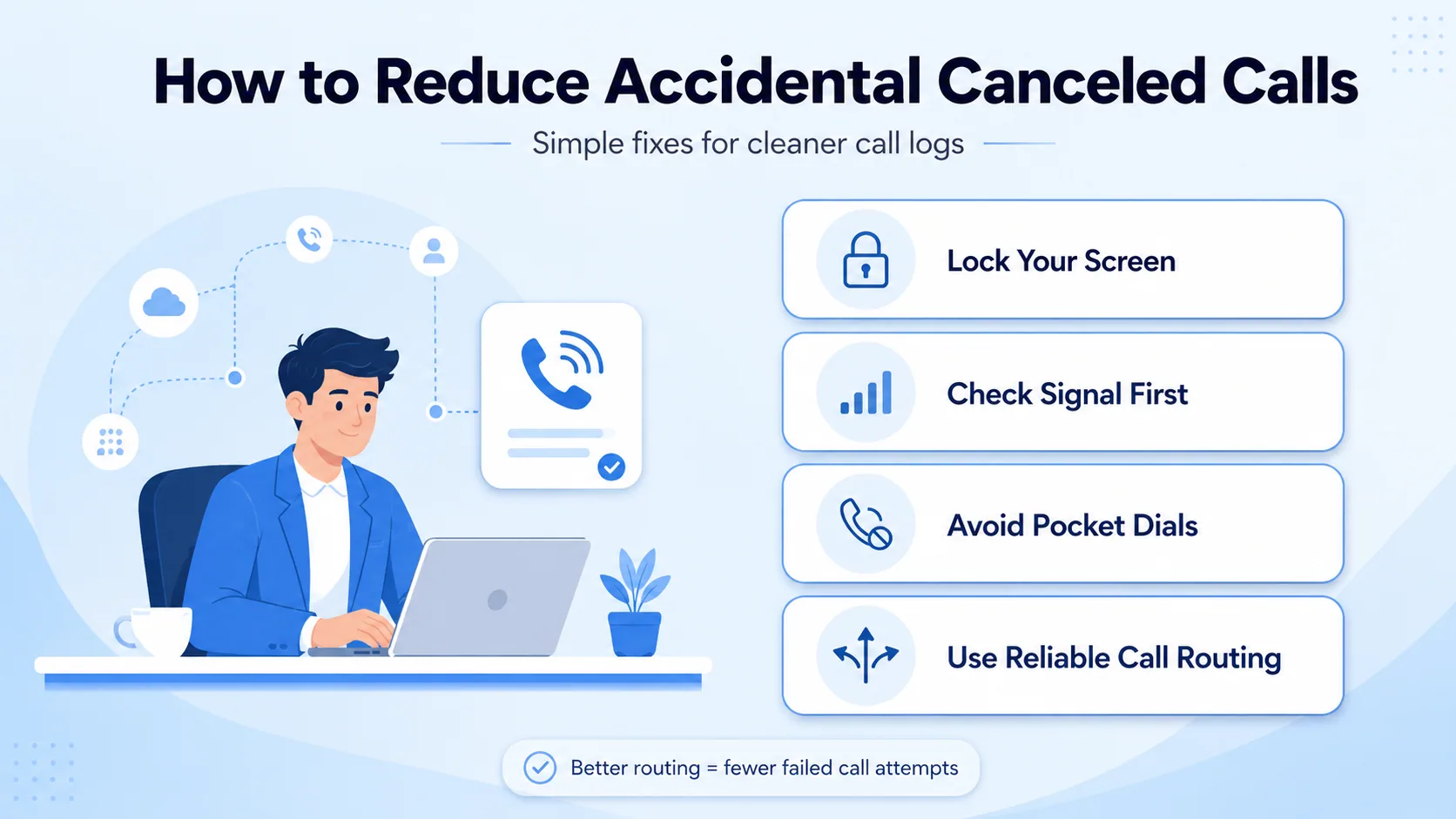 How to reduce accidental canceled calls: lock your screen, check signal first, avoid pocket dials, use reliable call routing