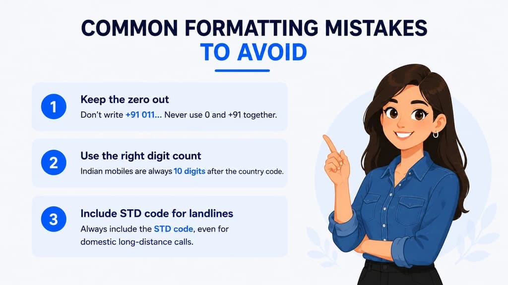 Common India phone number formatting mistakes to avoid