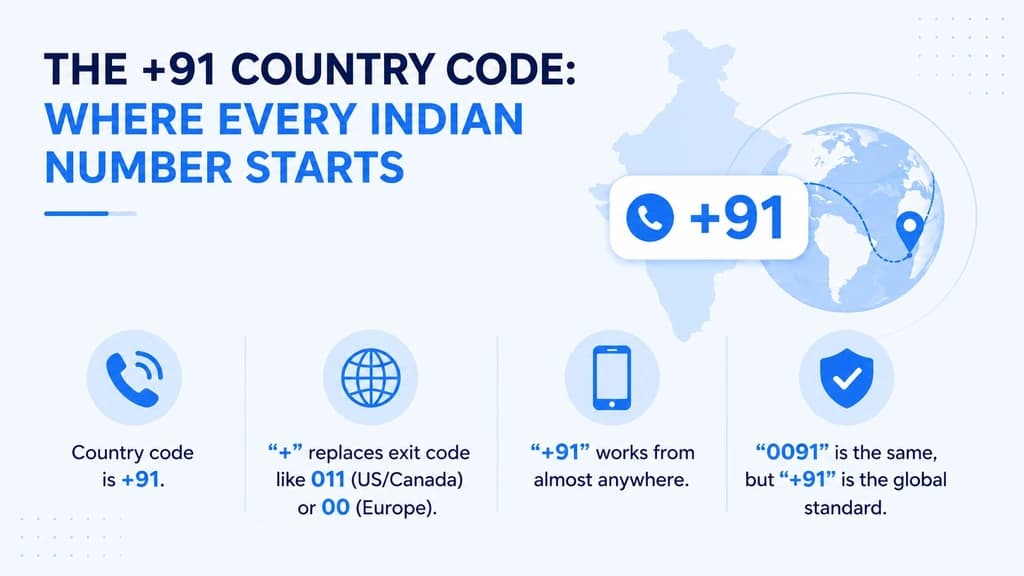 The +91 country code — where every Indian number starts