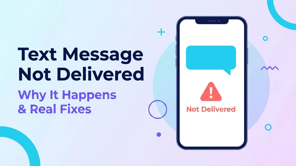 Smartphone showing a text message with a red Not Delivered warning label beneath it