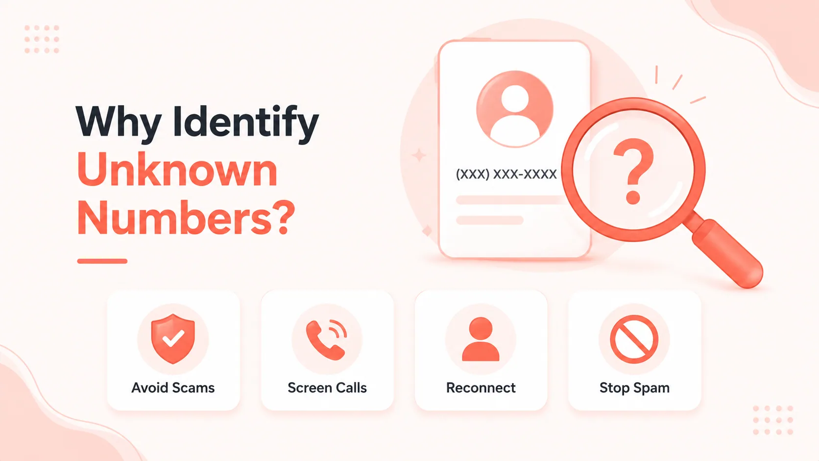 Why identify unknown numbers: avoid scams, screen calls, reconnect, and stop spam