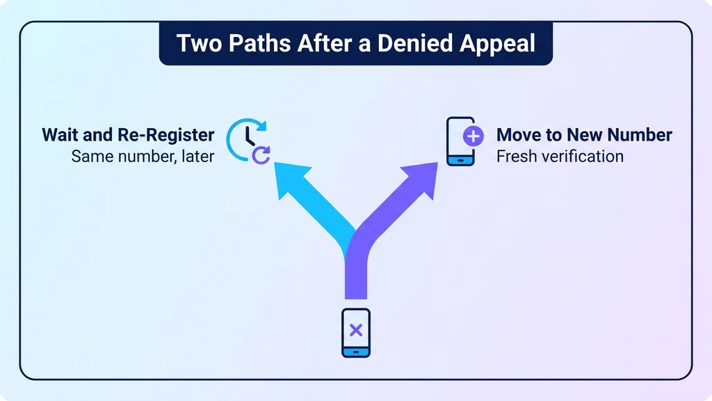 Fork diagram splitting into waiting to re-register or moving to a new number