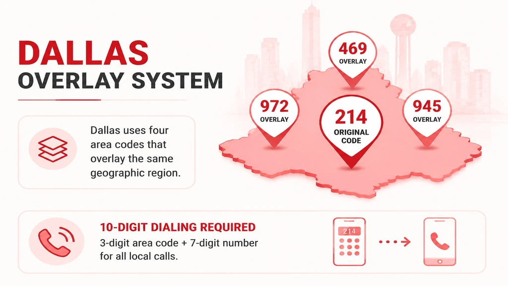 The Dallas overlay system — 214 sharing one region with 469, 972, and 945