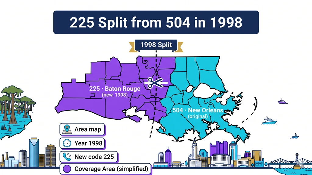 how 225 split from the 504 area code