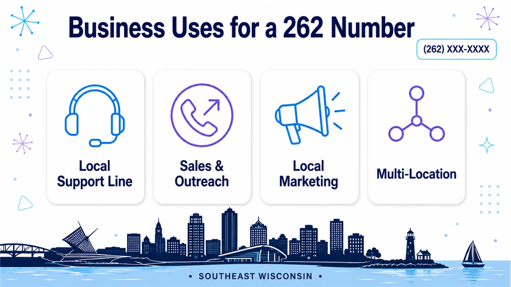 Four cards showing 262 uses: support line, sales, marketing and multi-location
