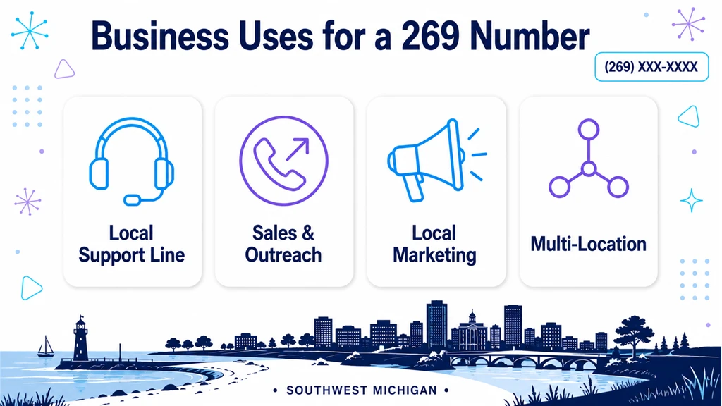 Four cards showing 269 uses: support line, sales, marketing and multi-location