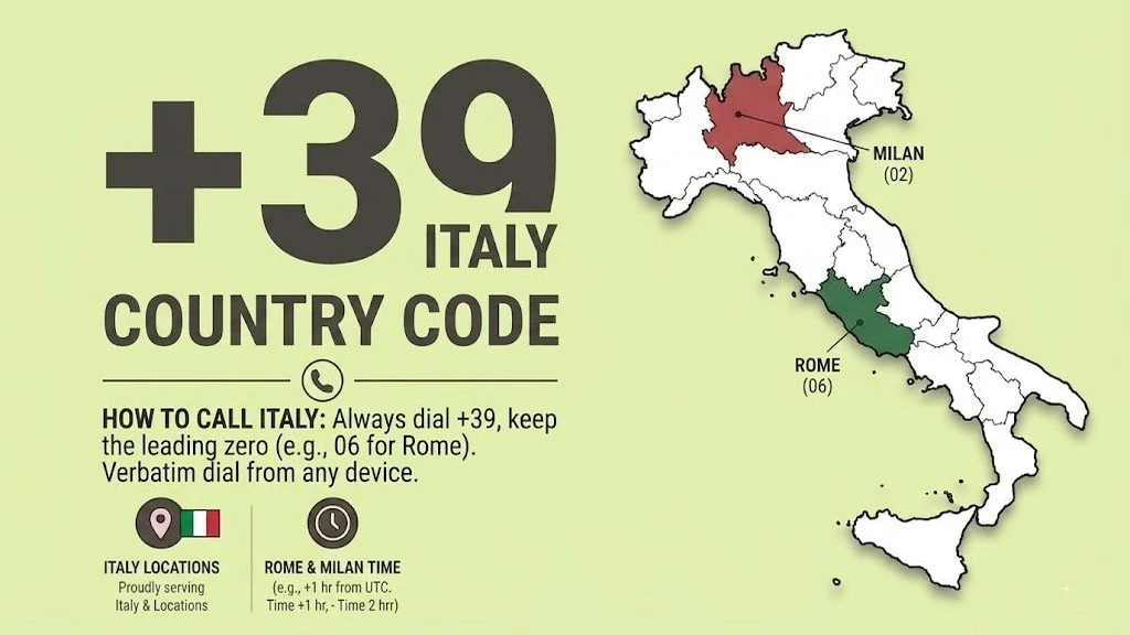 How to call Italy with country code +39 — keep the leading 0 when dialing from abroad