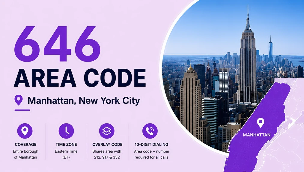 646 area code — incoming call from Manhattan, NY, marked LOCAL · MANHATTAN