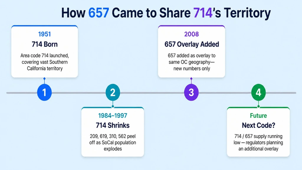 657 and 714 overlay history timeline
