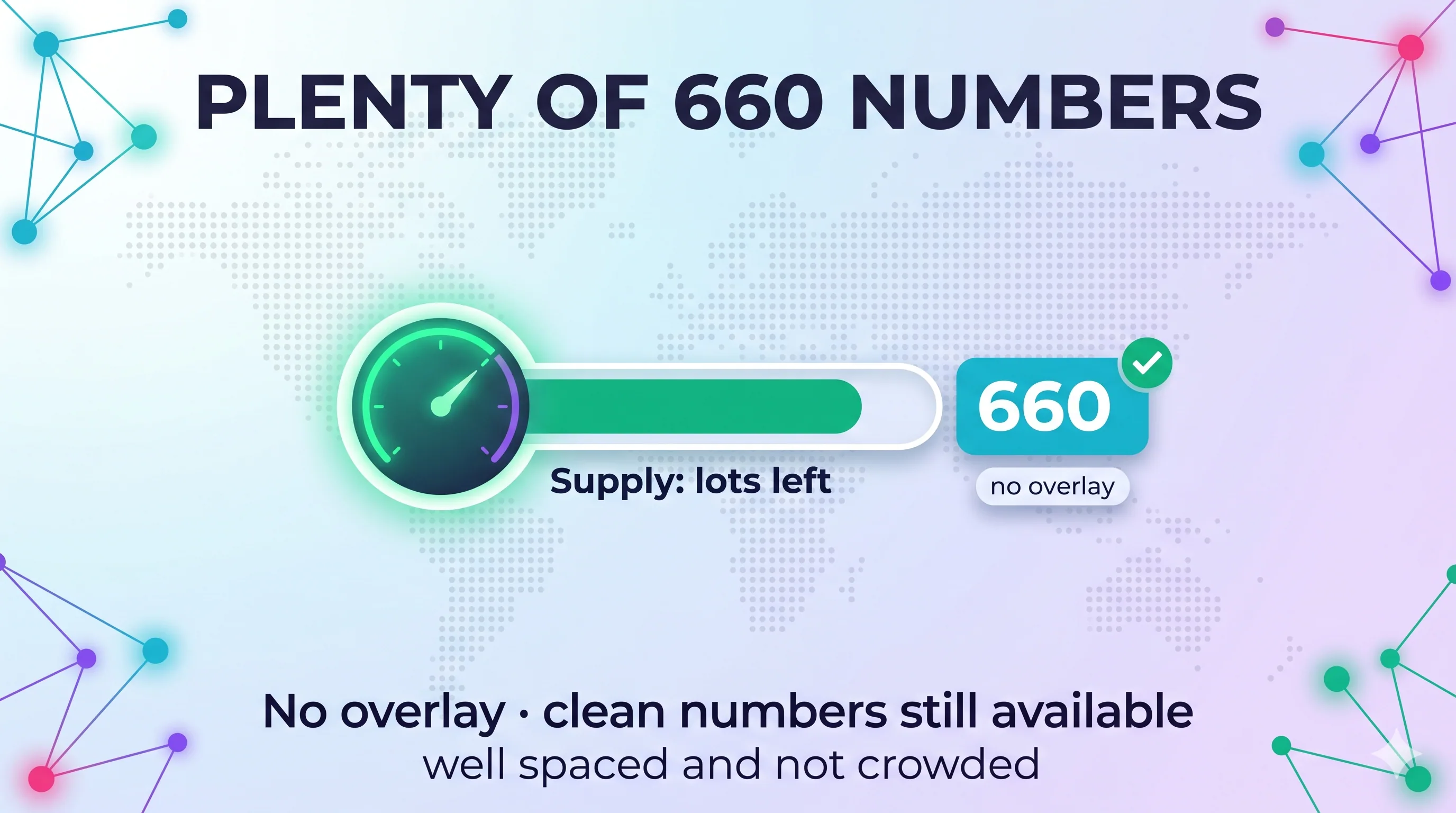 Supply gauge showing plenty of 660 numbers still available with no overlay and clean, well-spaced numbers