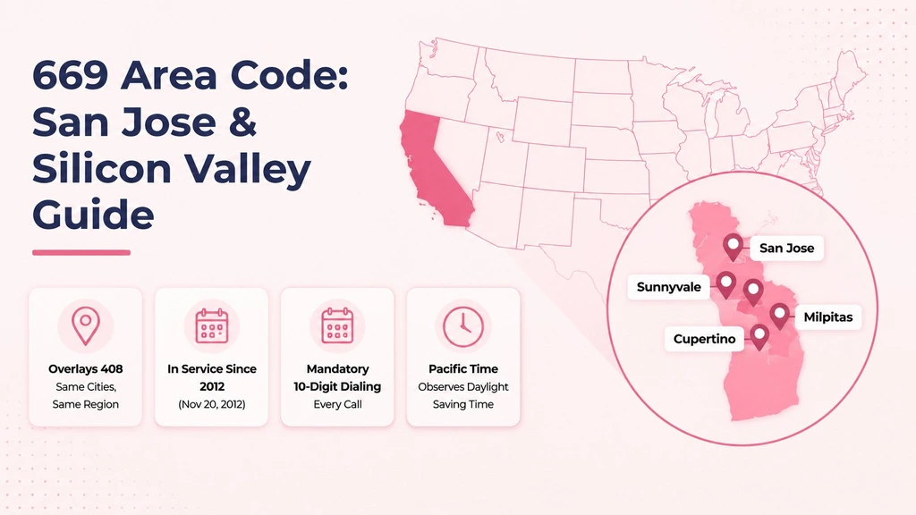 669 area code — San Jose and Silicon Valley guide, overlay of 408, Pacific Time