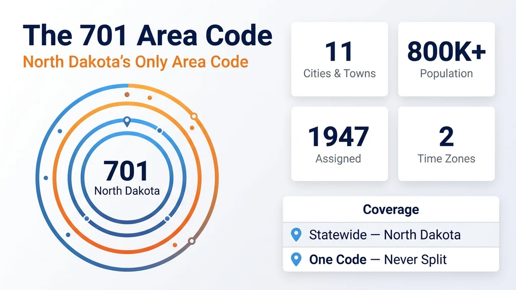 Concentric ring diagram centered on North Dakota with stat panels showing population, cities, launch year, and time zones
