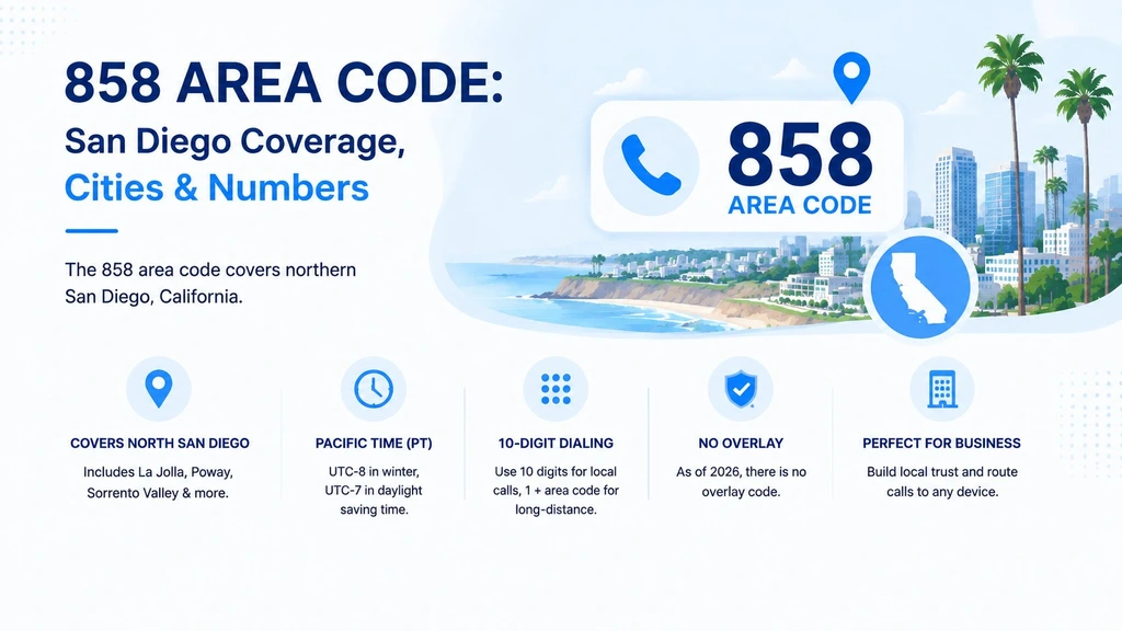 858 area code — northern San Diego coverage, cities, and numbers