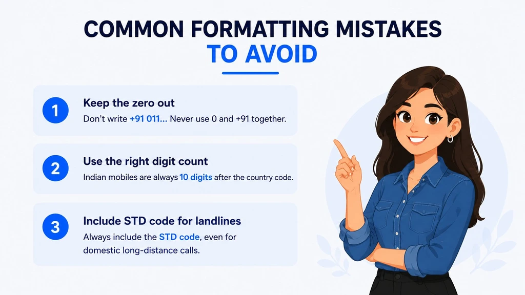 Common India phone number formatting mistakes to avoid