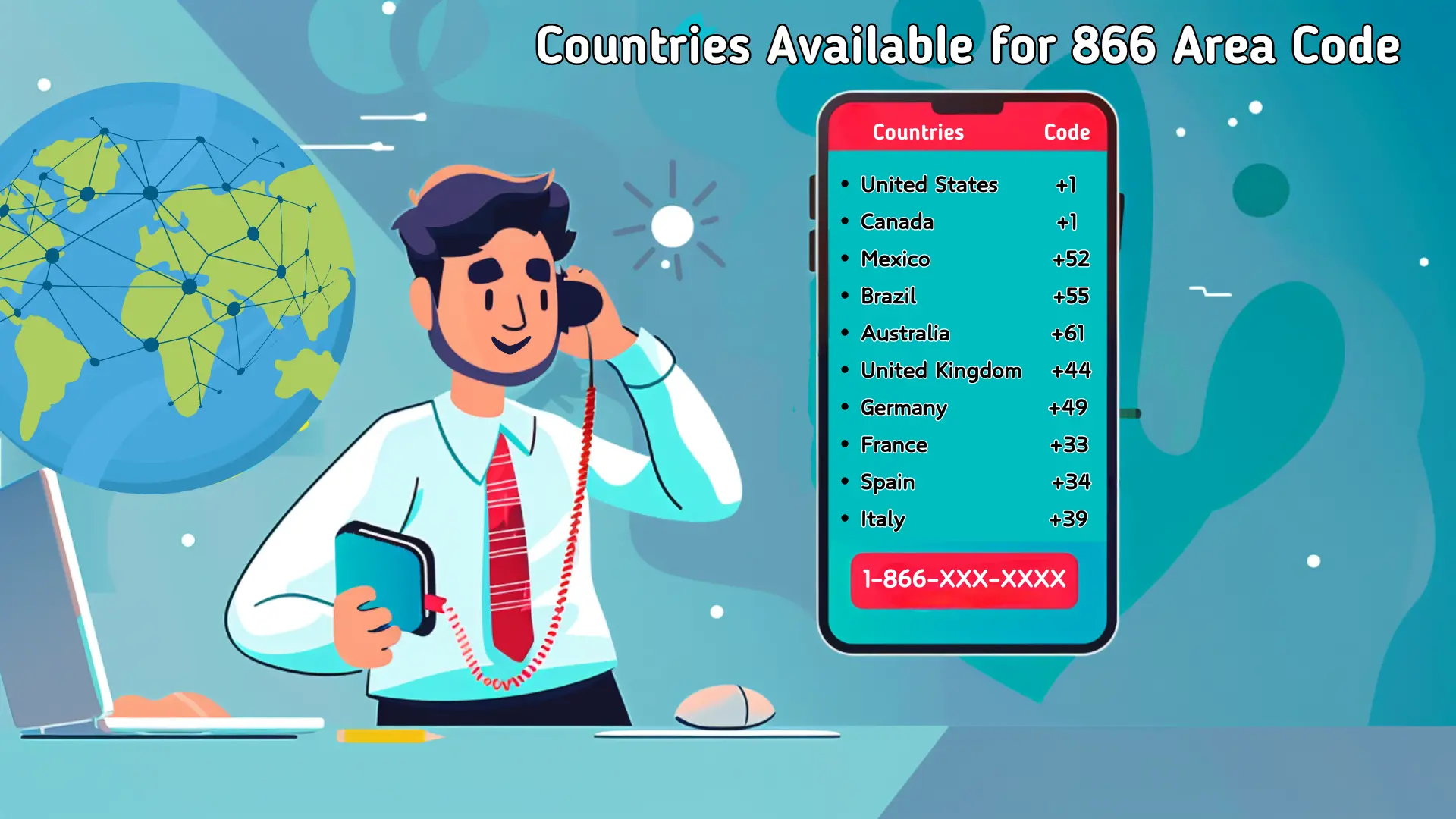 Countries Available for 866 Area Code Toll-Free Numbers
