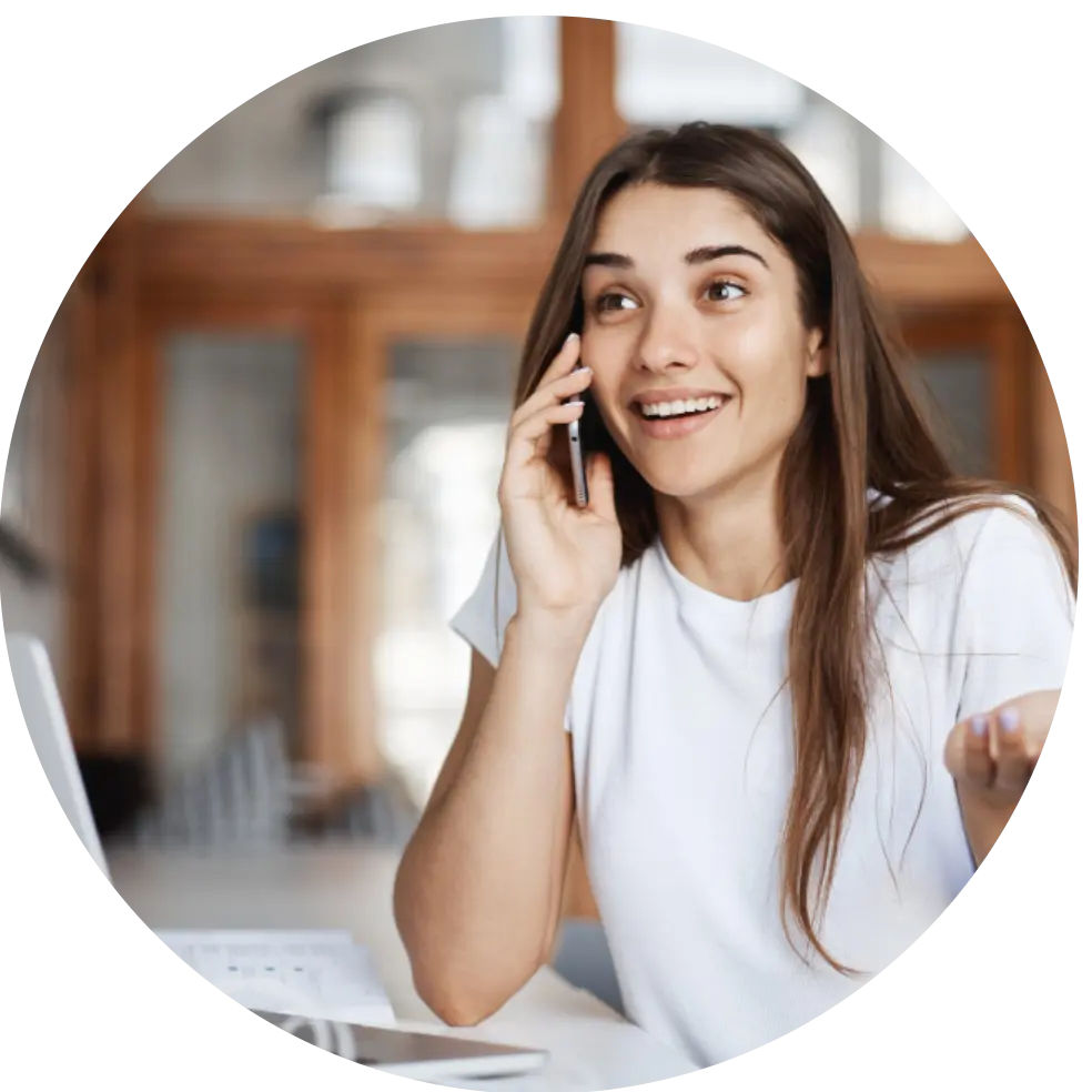 a woman talking on a cell phone
