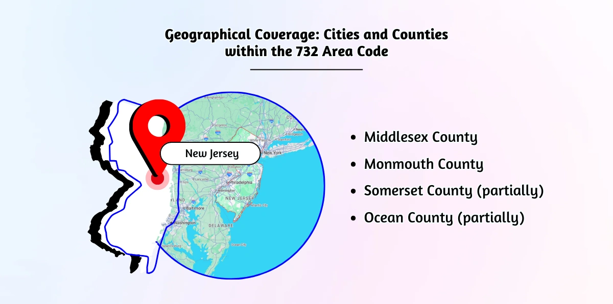 Geographical Coverage: Cities and Counties within the 732 Area Code