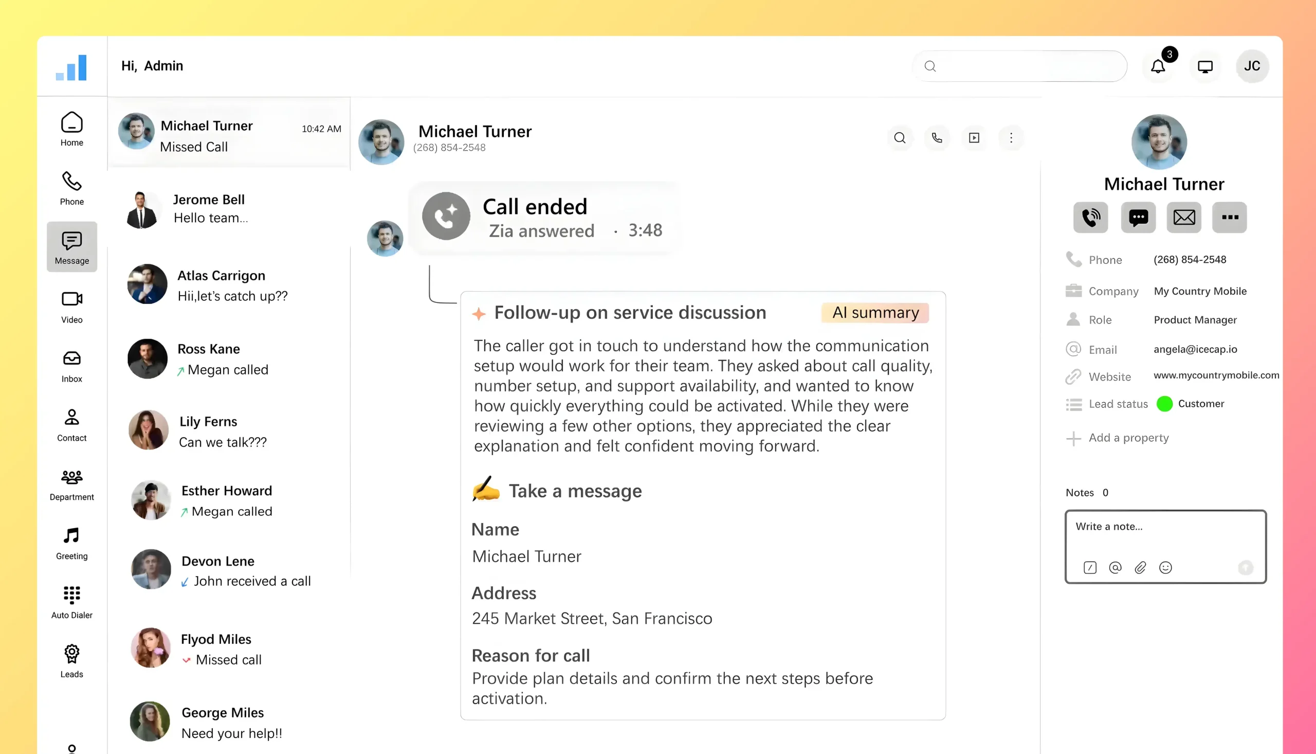 Chat with context with My Country Mobile
