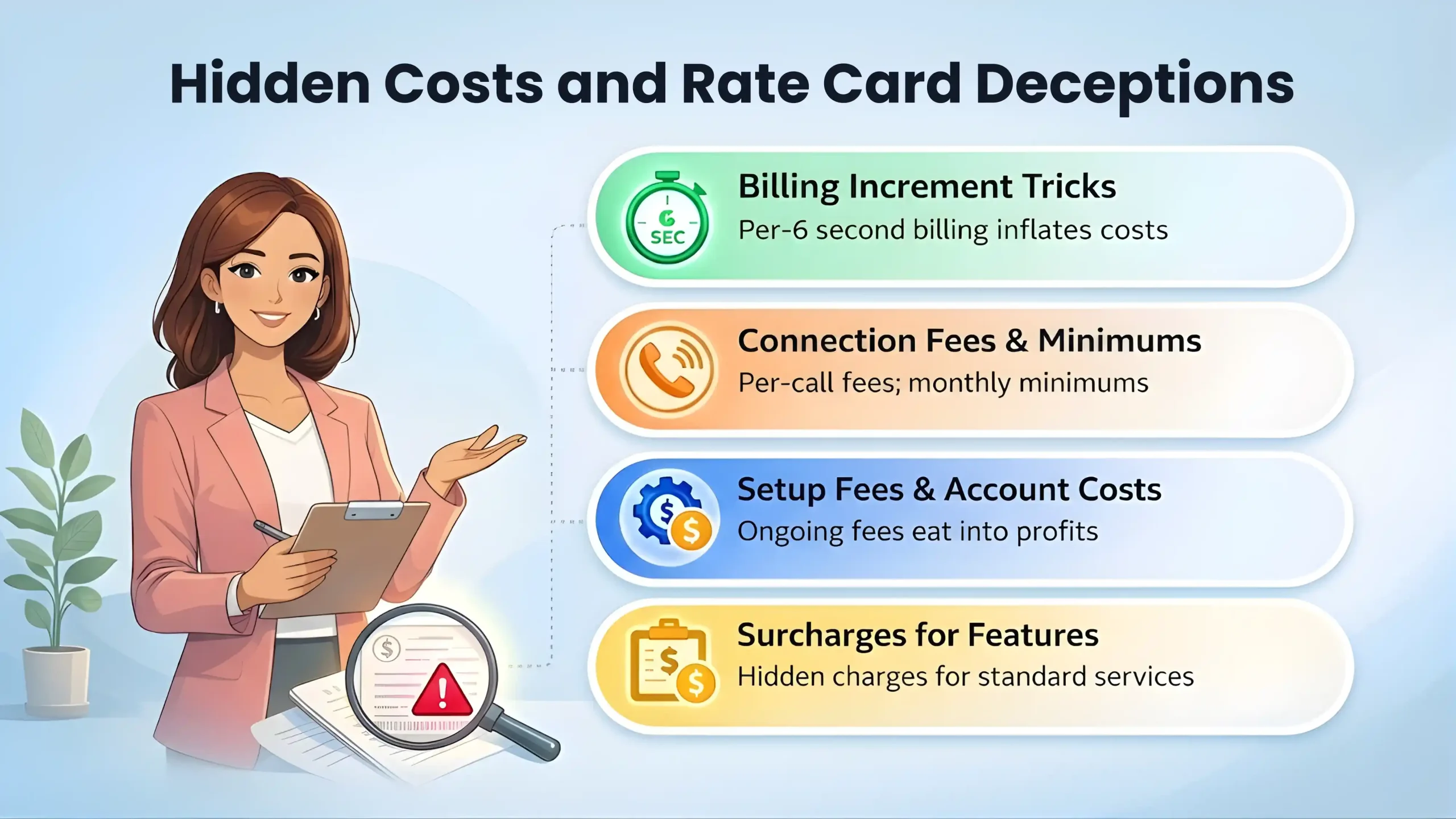 Hidden costs and rates card deceptions