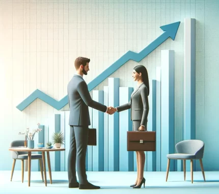 DALL·E-2024-02-24-16.00.46-Generate-a-photo-realistic-image-of-a-man-and-a-woman-in-professional-business-attire-shaking-hands-in-front-of-a-bar-chart-with-an-upward-trending-ar-2 (1)